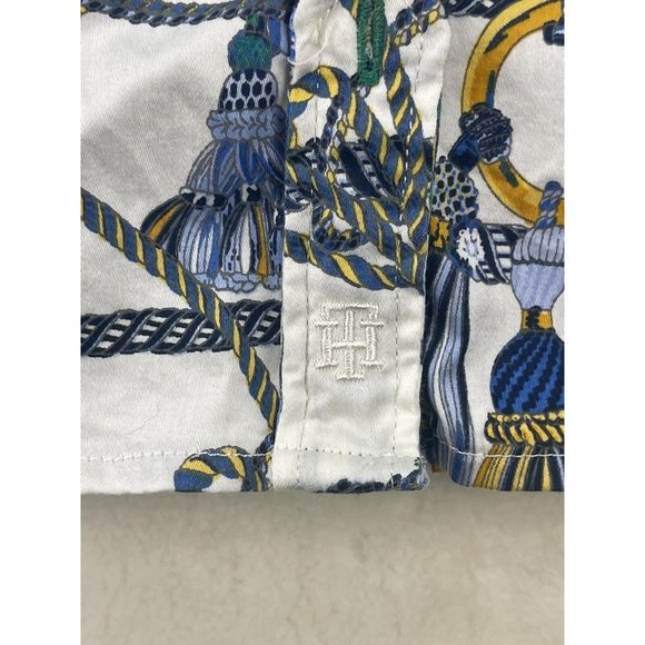 Tommy Hilfiger Shirt Womens Size Large Long Sleeve Tassel Print Button Front - Picture 14 of 16
